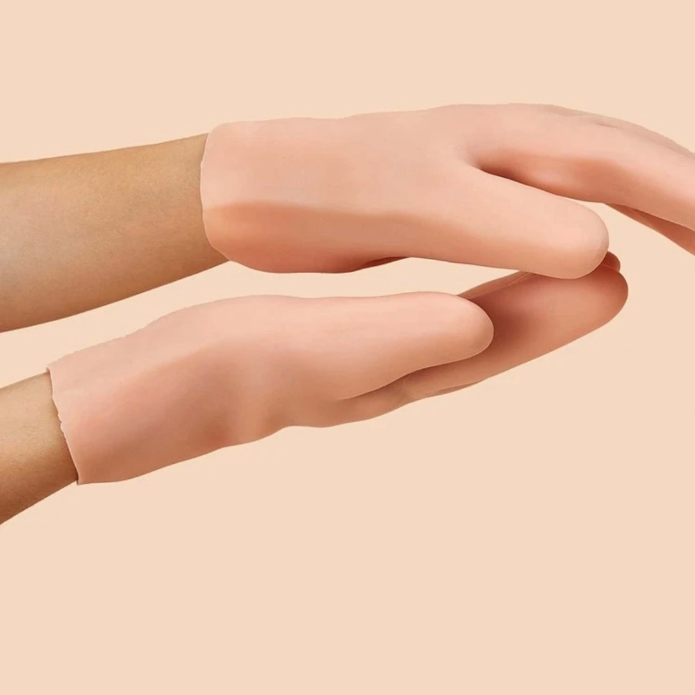 1pair Solid Moisturizing silicone Gloves apricot